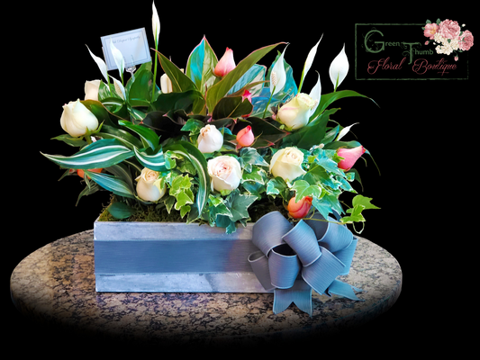 Sympathy Box Crate Planter Arrangement